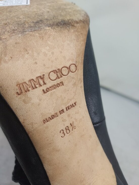 Jimmy Choo Black Leather Doma Thigh High Heel Cutout Boot main image 4
